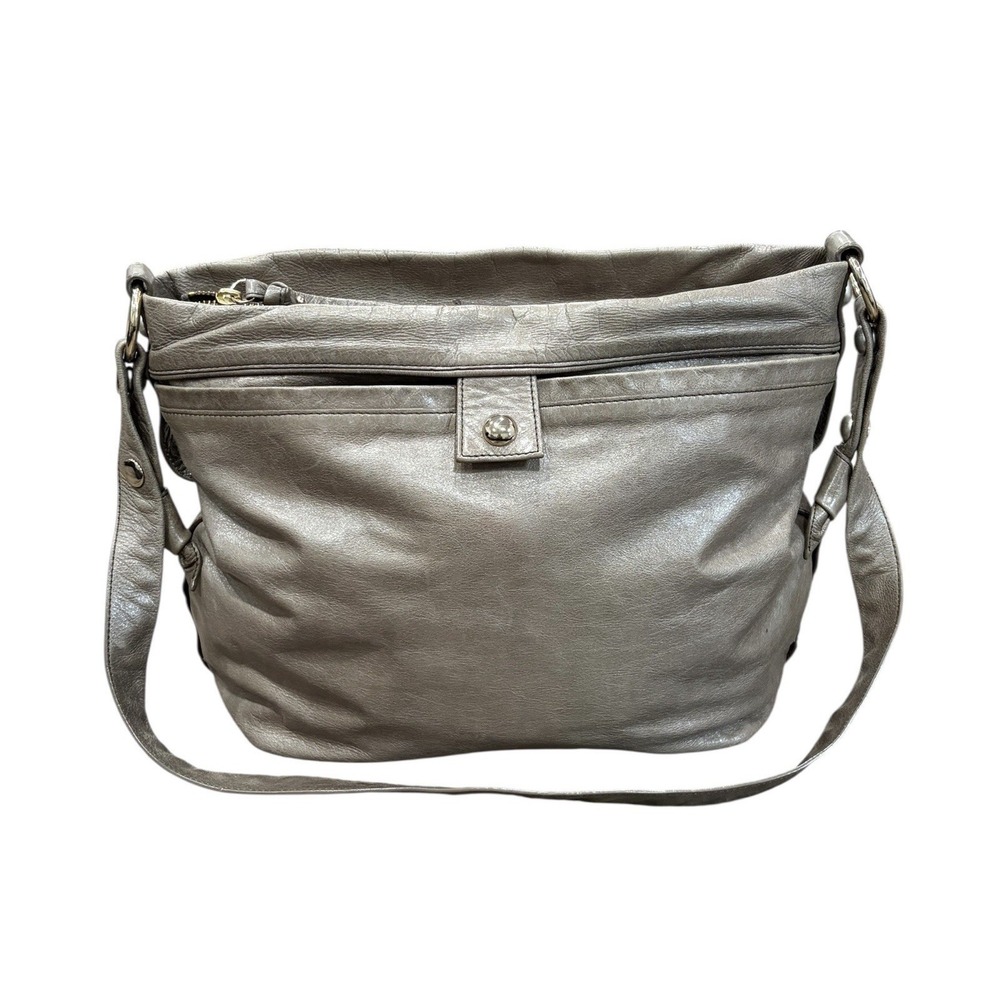 Tre Vero Leather Hand Bag Handle Shoulder Purse Gray‎ Taupe